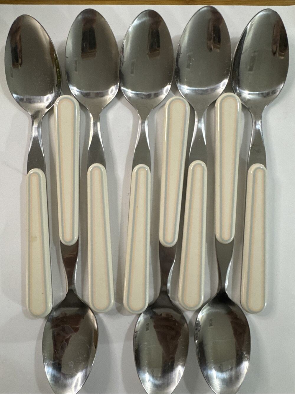 Vintage 8 pc Pfaltzgraff Aura Pink Stainless Flatware Tablespoons